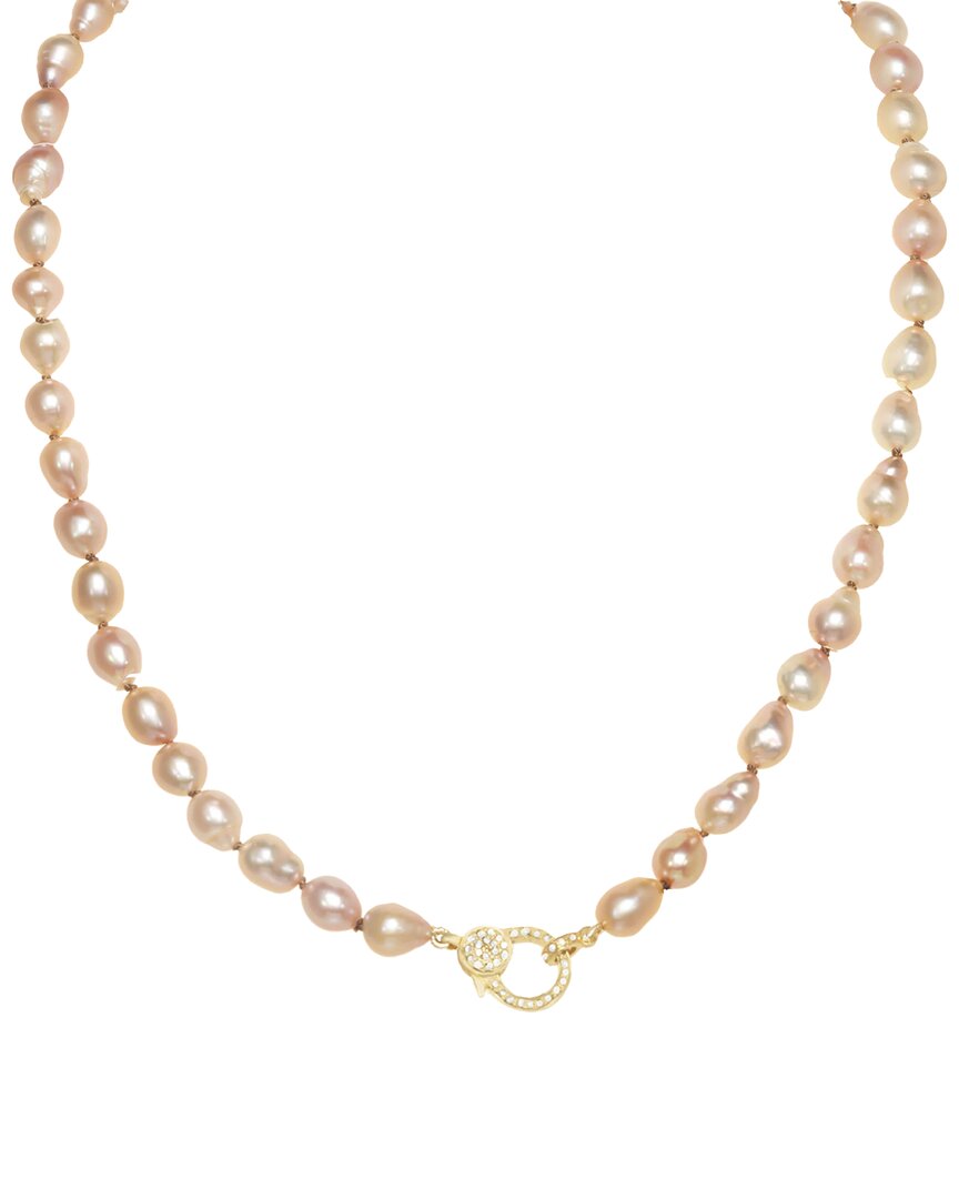 MARGO MORRISON MARGO MORRISON 18K SILVER 0.57 CT. TW. DIAMOND & 7-8MM PEARL NECKLACE