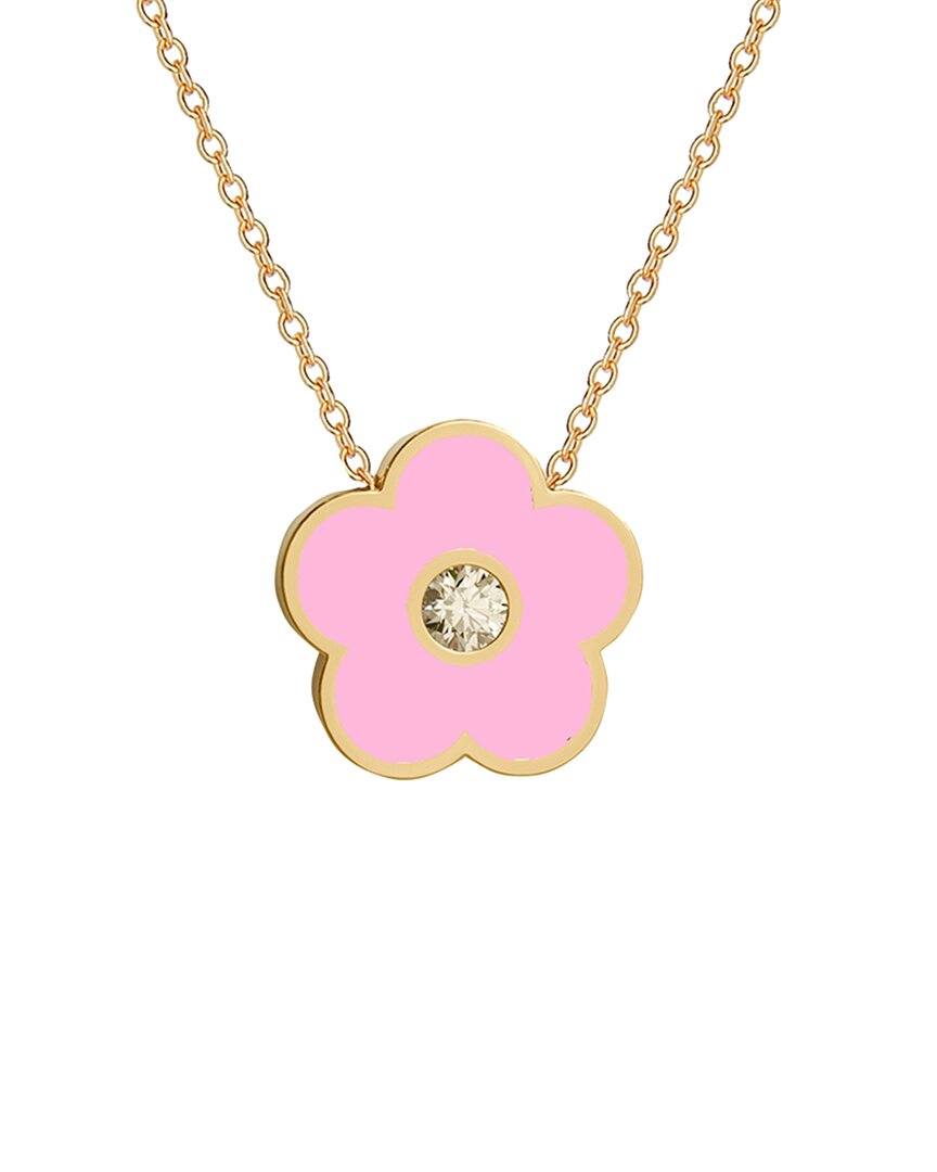 Gabi Rielle 14k Over Silver Pink Agate Cz Pendant Necklace