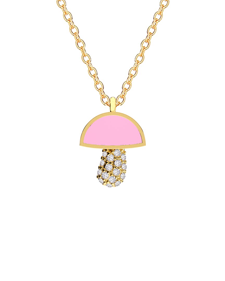 Gabi Rielle 14k Over Silver Pink Agate Cz Stackable Necklace