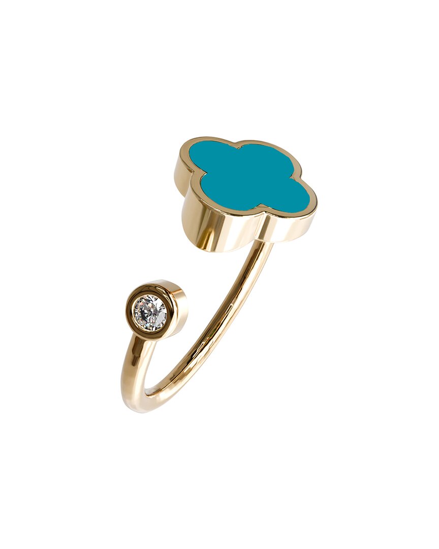 Gabi Rielle 14k Over Silver Turquoise Agate Cz Stackable Ring