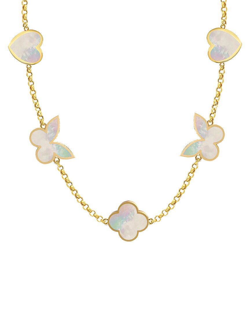 Gabi Rielle 14k Over Silver 10-12mm Mother Of Pearl Stackable Necklace