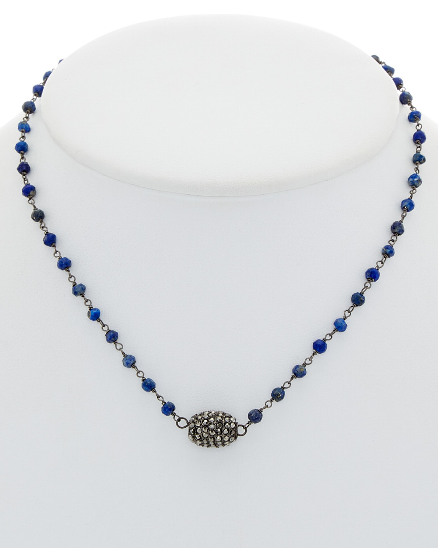 Rachel Reinhardt Silver Blue Lapis & Crystal Necklace