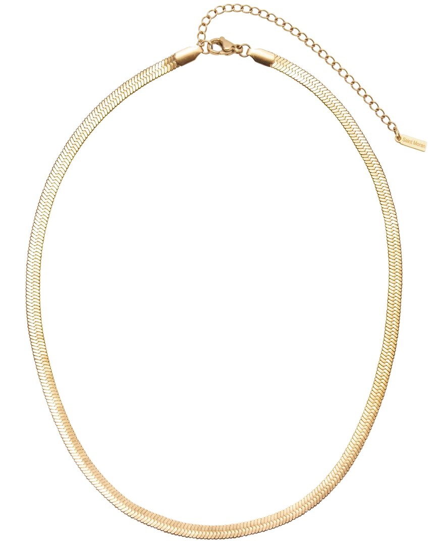 St. Moran 18k Plated Herringbone Chain Necklace