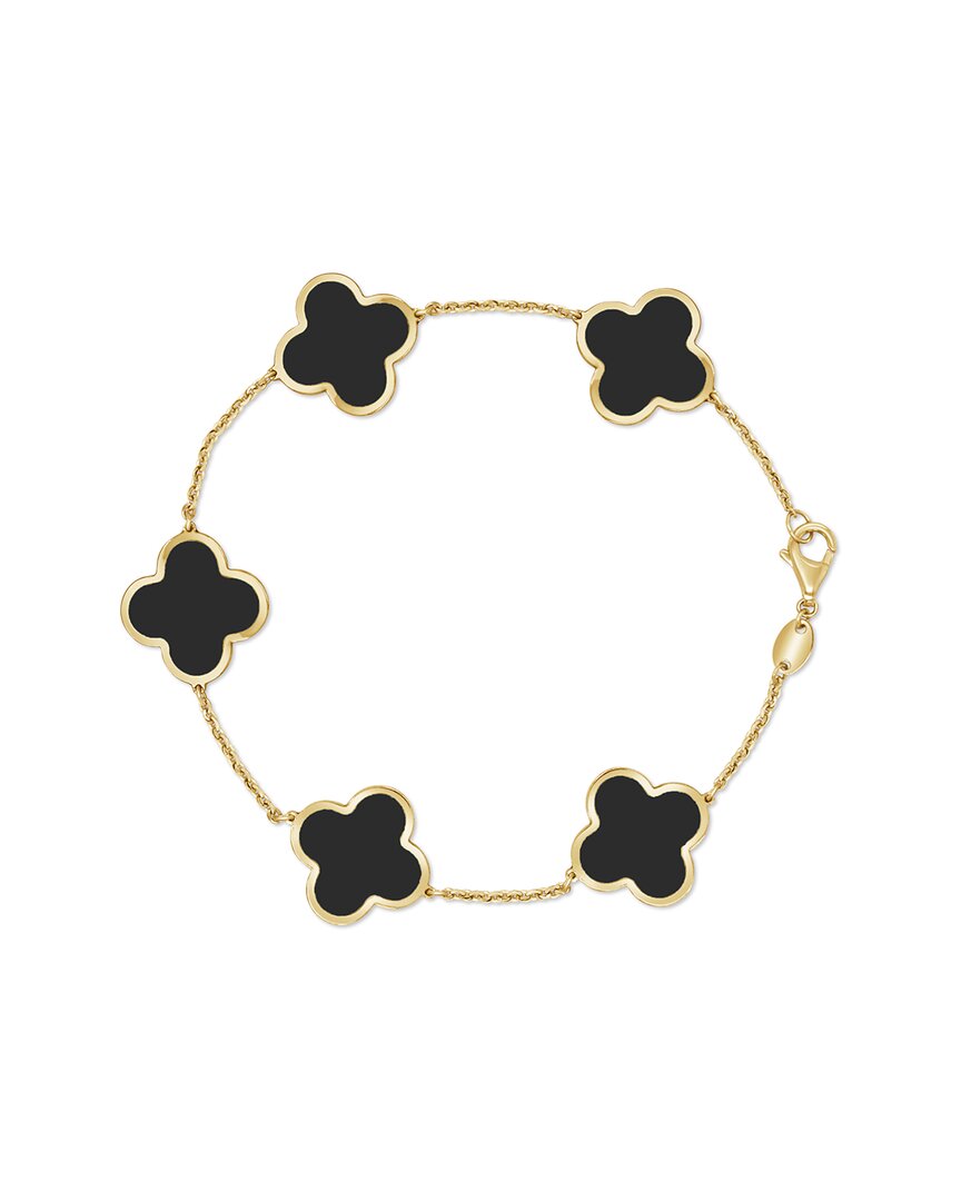 Italian Gold 14k Onyx Chain Bracelet