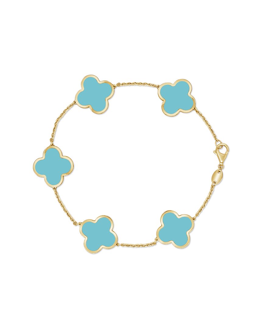 Italian Gold 14k Turquoise Enamel Chain Bracelet