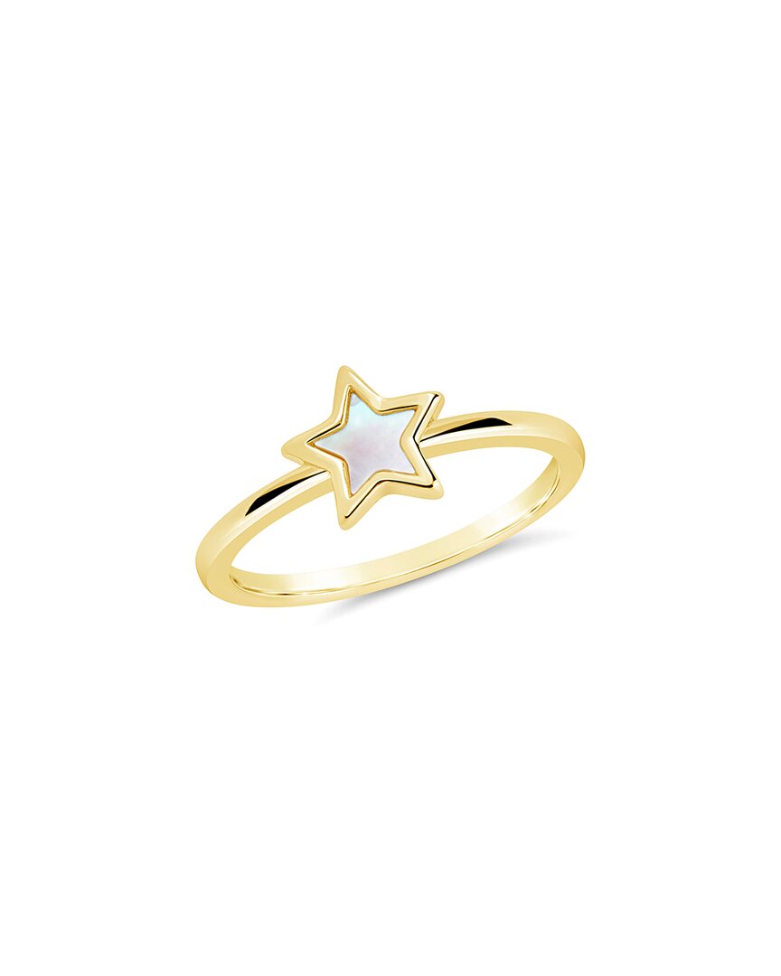 Sterling Forever Bez Mother-of-pearl Star Ring In Gold