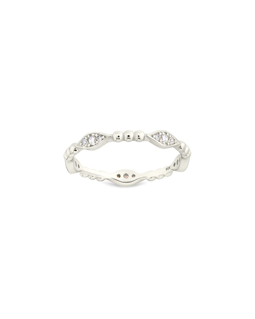 Sterling Forever Silver Cz Lydia Ribbed Ring
