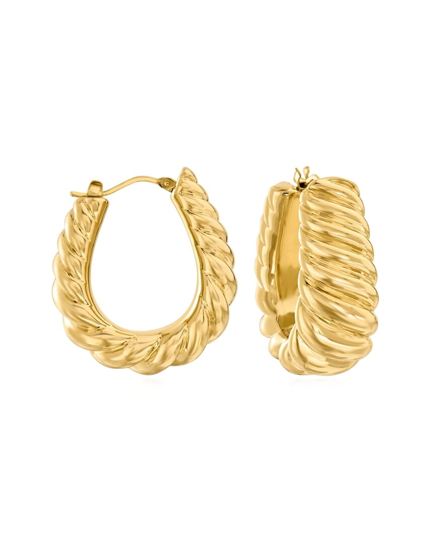 GABI RIELLE GABI RIELLE COLOR FORWARD 14K VERMEIL TWIST EDGE HOOPS
