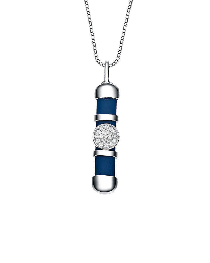 Rachel Glauber Cz Necklace In Blue