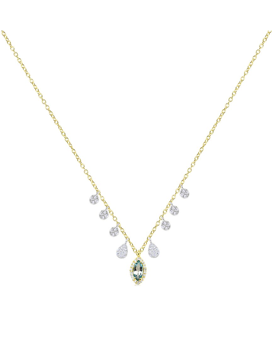 Meira T 14k 0.30 Ct. Tw. Diamond & Blue Topaz Necklace
