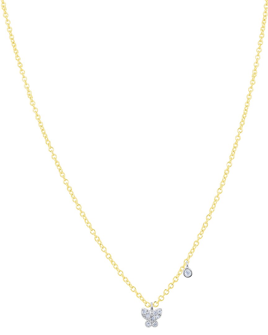 Meira T 14k White & Yellow Gold Diamond Mini Butterfly & Disc Pendant Necklace