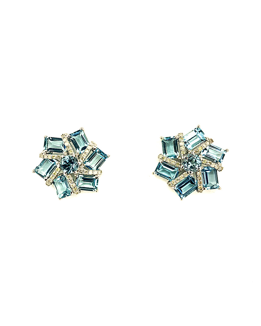Image of Arthur Marder Fine Jewelry Silver Diamond & Blue Topaz Earrings