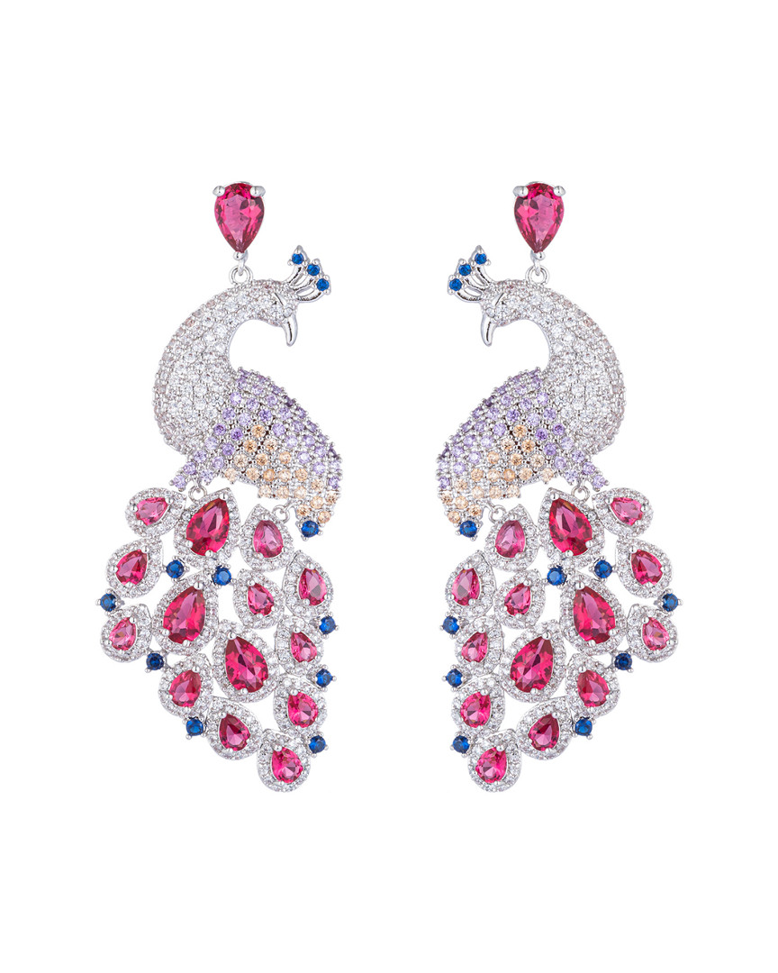 Eye Candy La Luxe Collection Pink Peacock Cubic Zirconia Crystal Drop Earrings