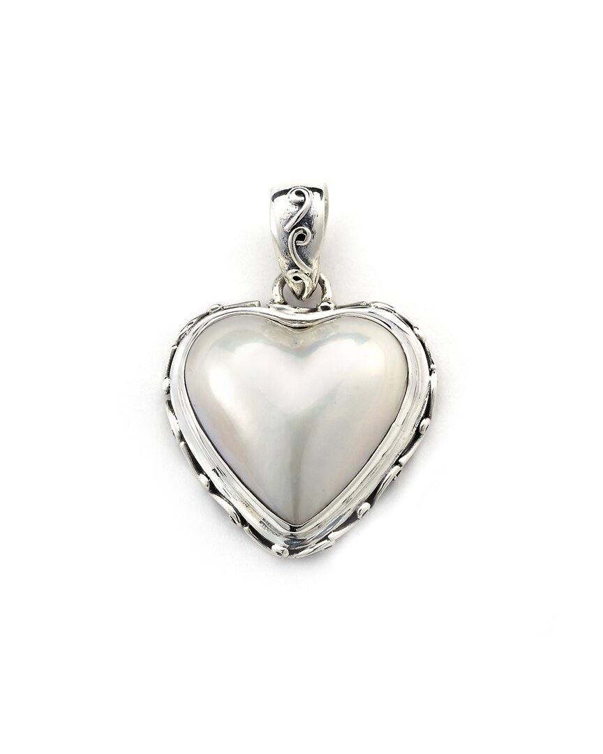 Samuel B. Silver Pearl Heart Pendant In White