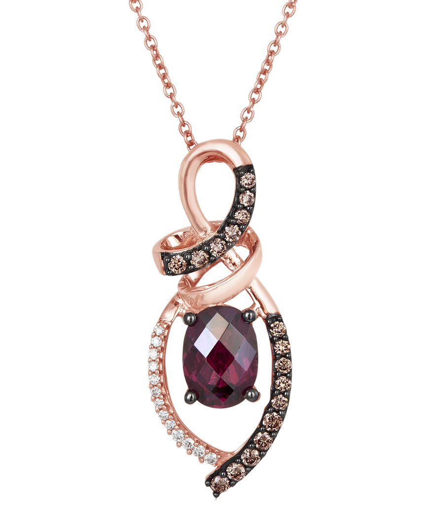 Le Vian ® 14k Strawberry Gold 1.75 Ct. Tw. Diamond & Rhodolite Pendant Necklace