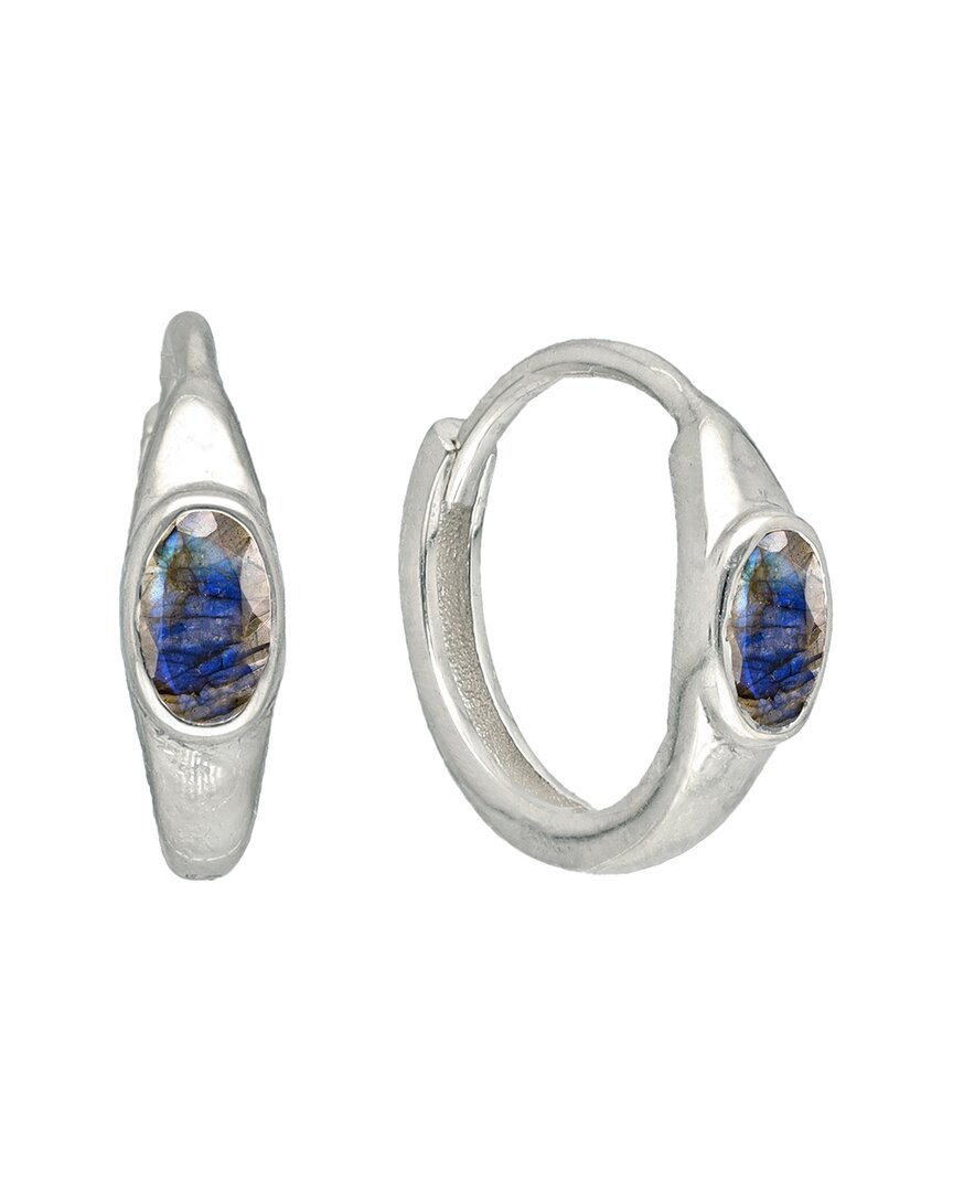 Tiramisu Silver 0.60 Ct. Tw. Labradorite Huggie Earrings