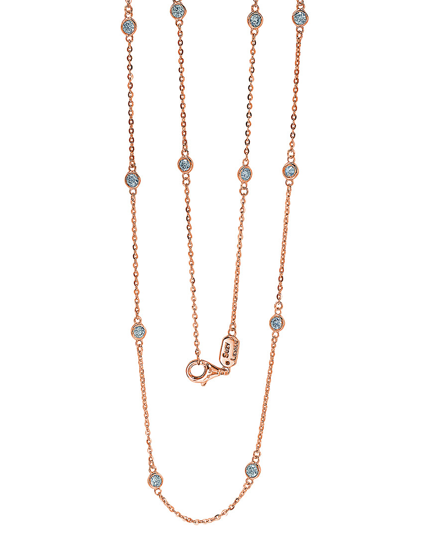 Suzy Levian 14k Rose Gold 1.00 Ct. Tw. Diamond Station Necklace
