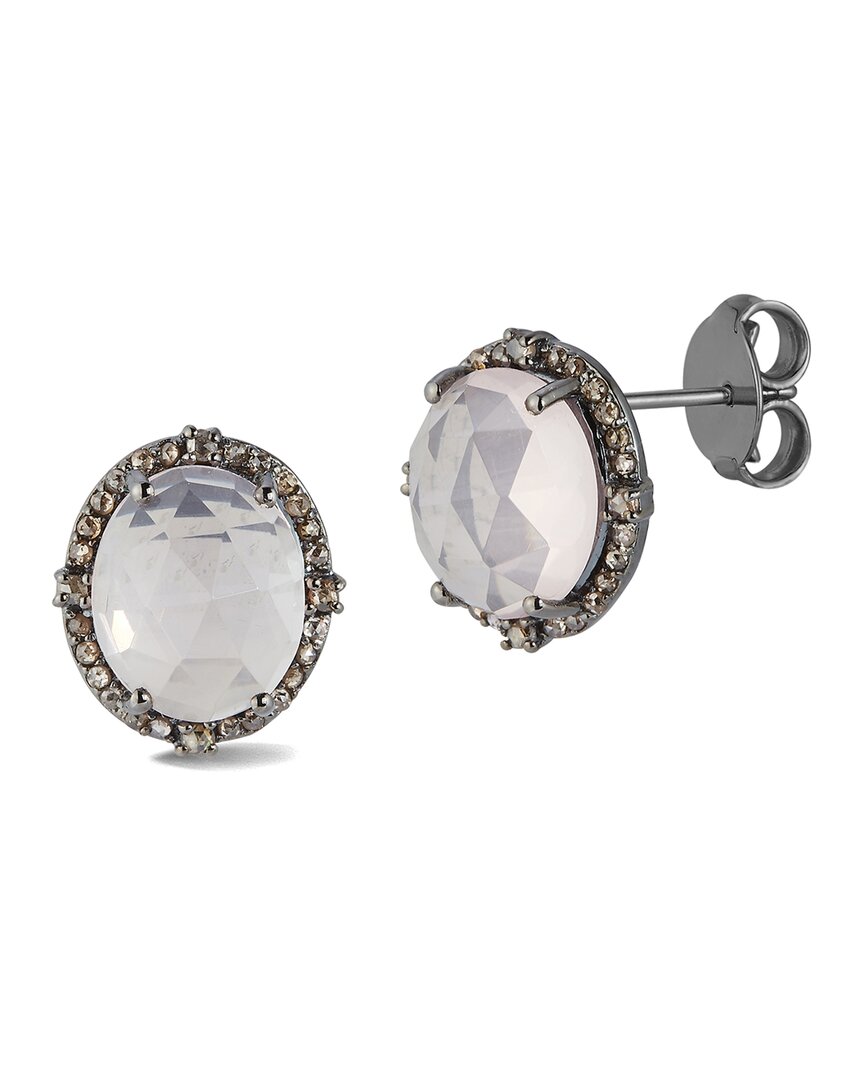 Banji Jewelry Dnu 0 Units Sold  Silver 10.85 Ct. Tw. Diamond & Rose Quartz Studs