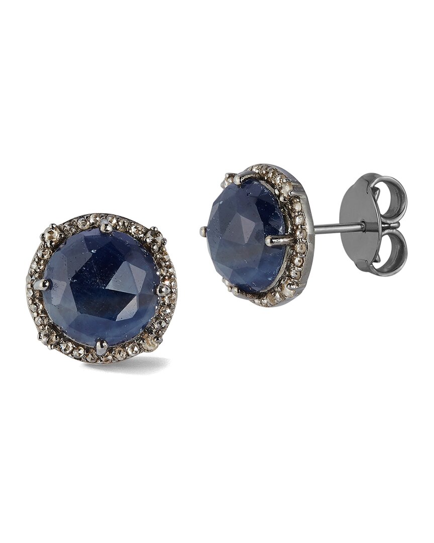 Banji Jewelry Silver 8.47 Ct. Tw. Diamond & Sapphire Studs
