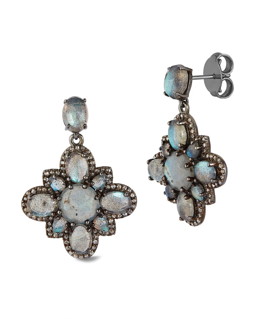 Banji Jewelry Silver 14.17 Ct. Tw. Diamond & Labradorite Drop Earrings