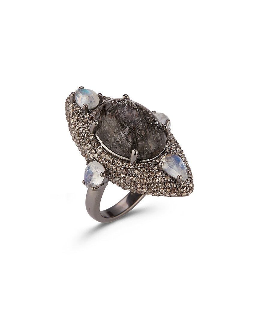 Banji Jewelry Silver 2.10 Ct. Tw. Diamond & Gemstone Ring