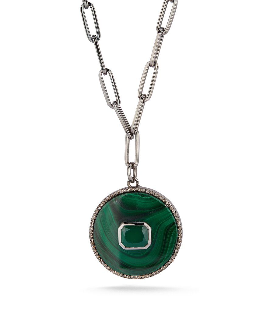 Banji Jewelry Silver 0.46 Ct. Tw. Diamond & Gemstone Statement Necklace