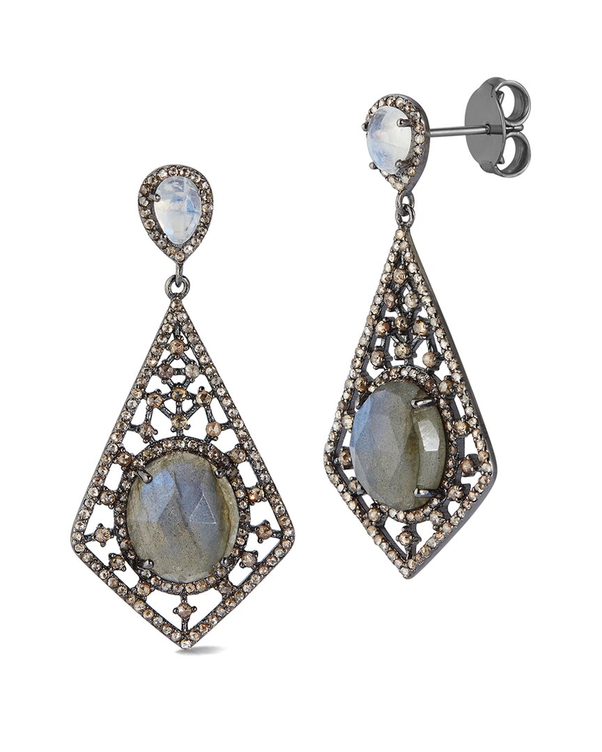 Banji Jewelry Silver 2.24 Ct. Tw. Diamond & Gemstone Drop Earrings