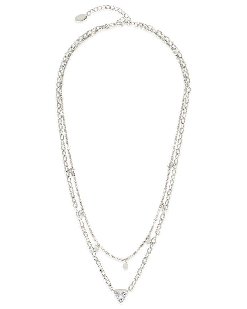 Sterling Forever Cz Bellamy Disc Layered Necklace