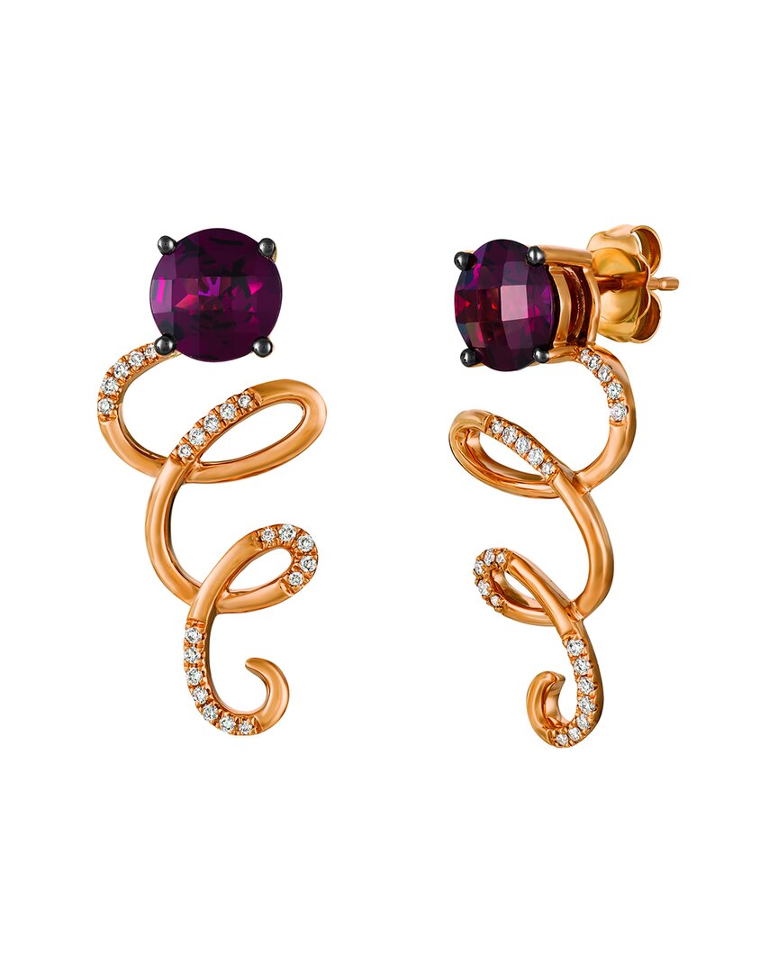 Le Vian 14k Strawberry Gold 2.53 Ct. Tw. Diamond & Rhodolite Earrings