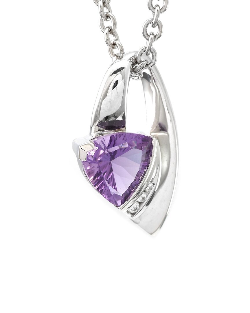 Gemstones Silver 2.75 Ct. Tw. Diamond & Amethyst Pendant Necklace