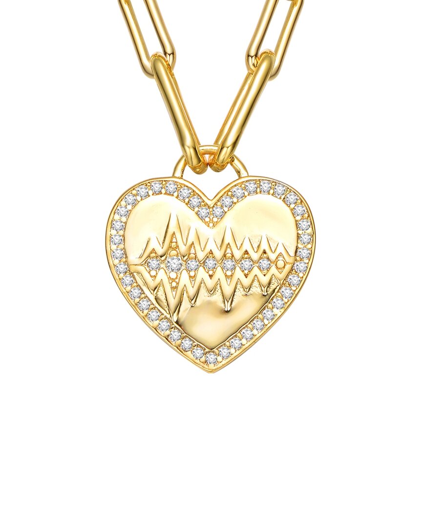 Rachel Glauber 14k Plated Cz Necklace In Gold