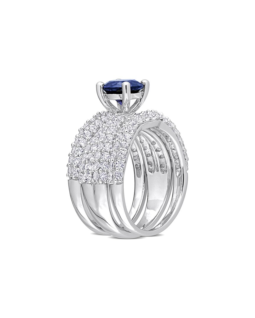 Rina Limor Silver 4.21 Ct. Tw. Lab-grown Sapphire Ring Set In Metallic