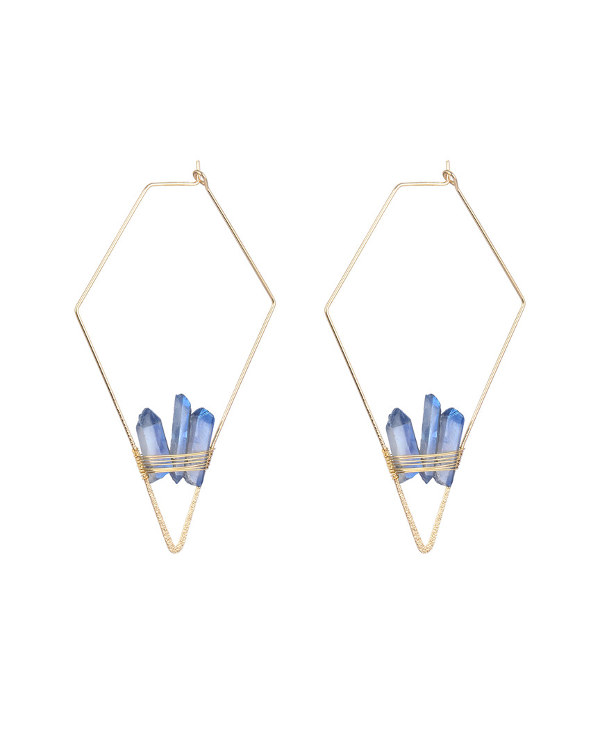 Eye Candy La Luxe Collection Druzy Quartz Blue Drop Earrings