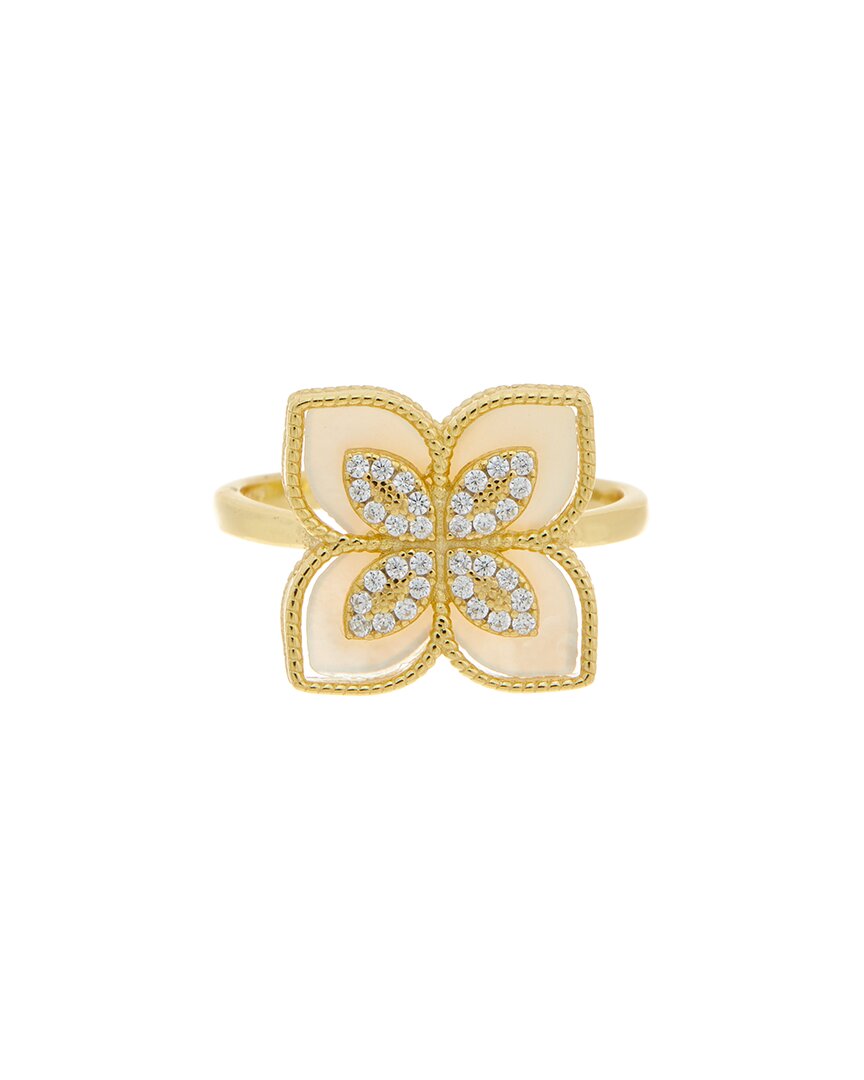 Meshmerise 18k Over Silver Pearl Cz Ring