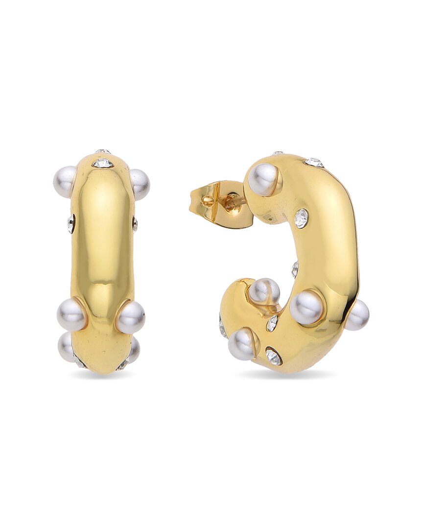Eye Candy La Glass Pearl Hoop Earrings