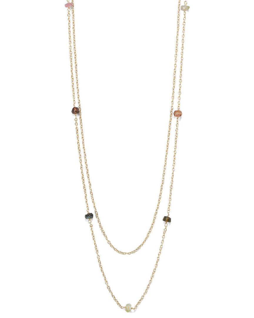 Liv Oliver 18k Plated 1.75 Ct. Tw. Tourmaline Necklace In Gold