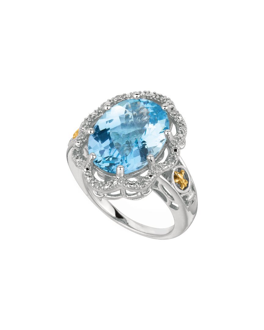 Phillip Gavriel Silver 0.04 Ct. Tw. Diamond & Blue Topaz Cocktail Ring