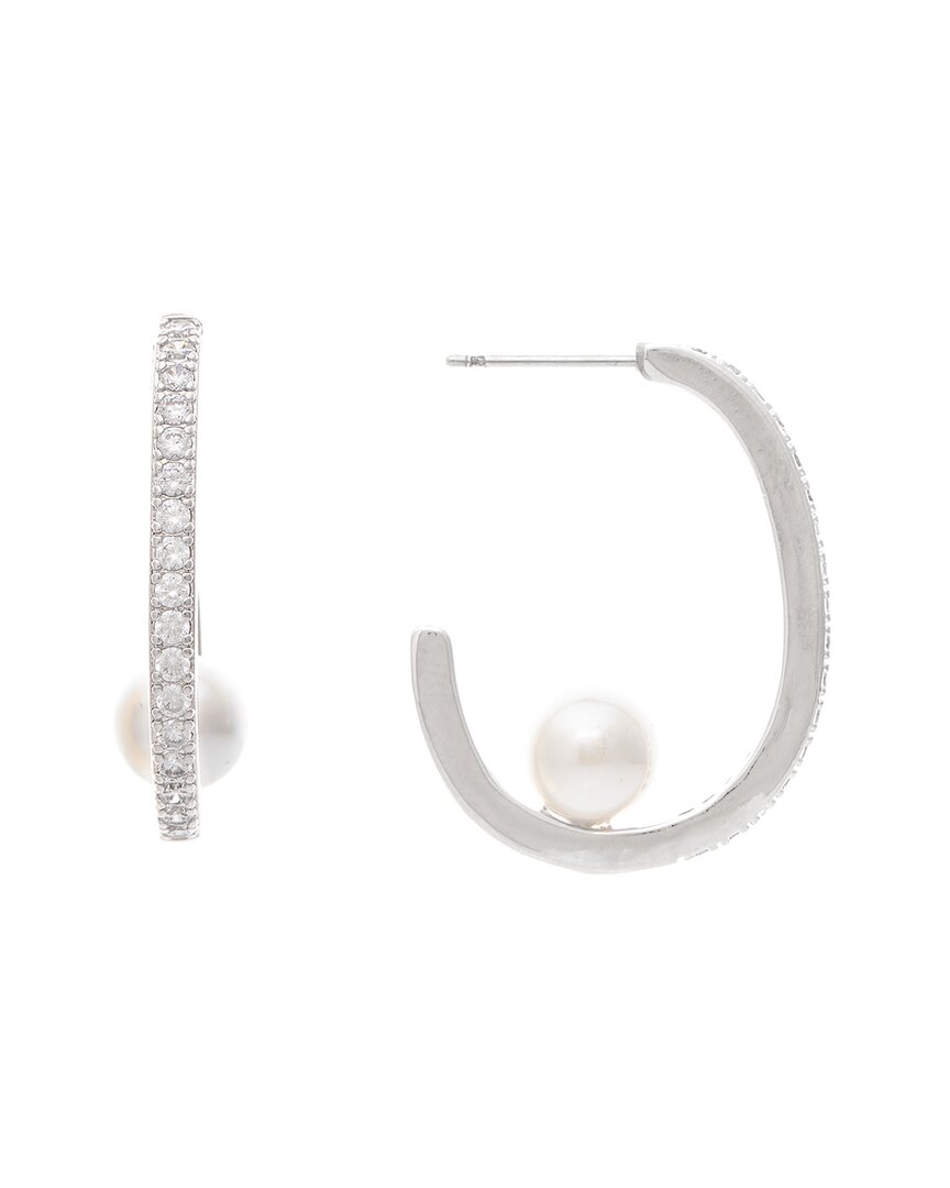 Rivka Friedman White Rhodium Plated  Cz Earrings