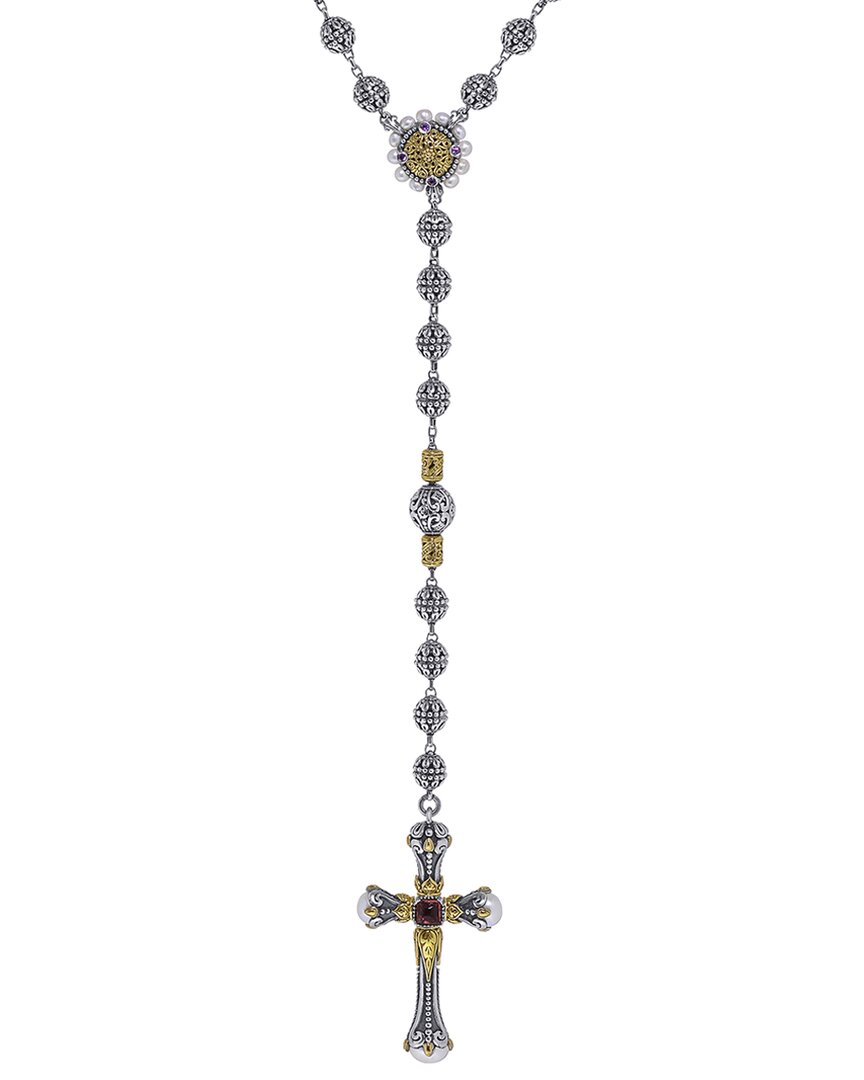 Konstantino Kleos 18k & Silver Gemstone Pearl Necklace In Blue
