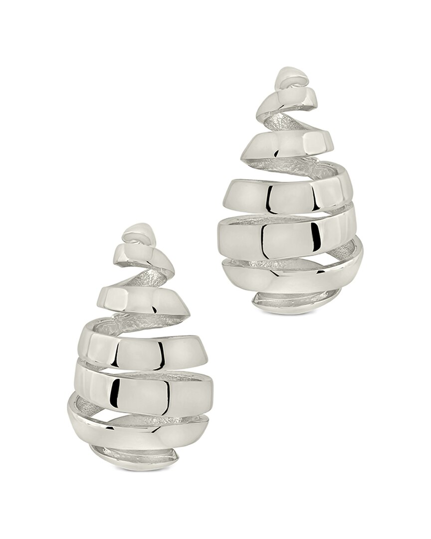 Sterling Forever Margot Ribbed Teardrop Stud Earrings In Metallic