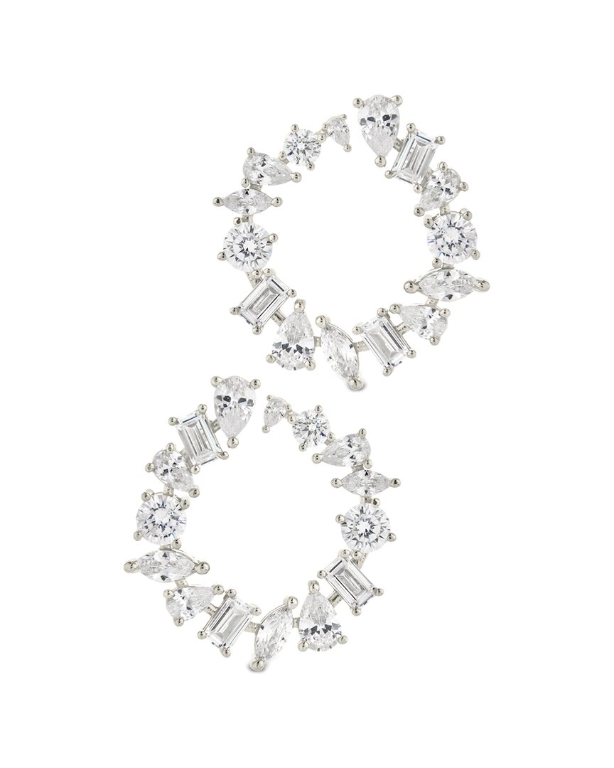 Sterling Forever Shania Cubic Zirconia Frontal Hoop Earrings