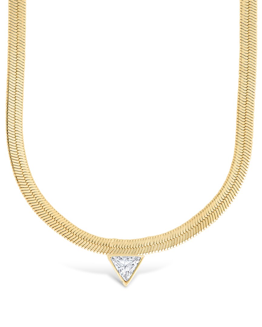 Sterling Forever Ruth Cubic Zirconia Pendant Herringbone Chain Necklace