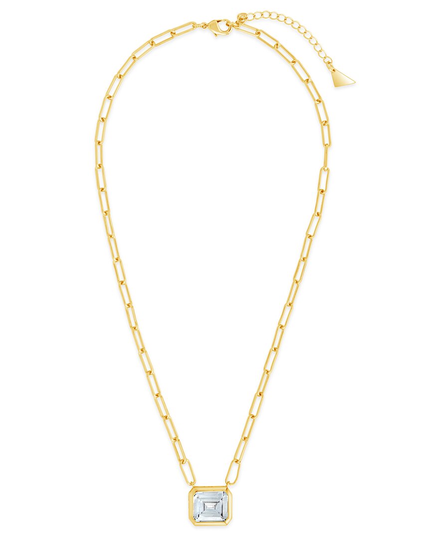 Sterling Forever Camille Bezel Cubic Zirconia Statement Necklace In Gold