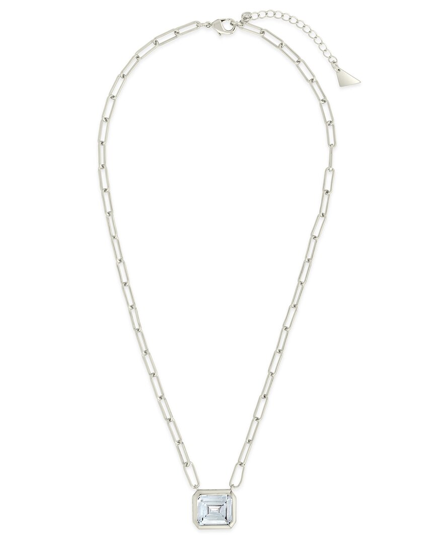 Sterling Forever Camille Bezel Cubic Zirconia Statement Necklace
