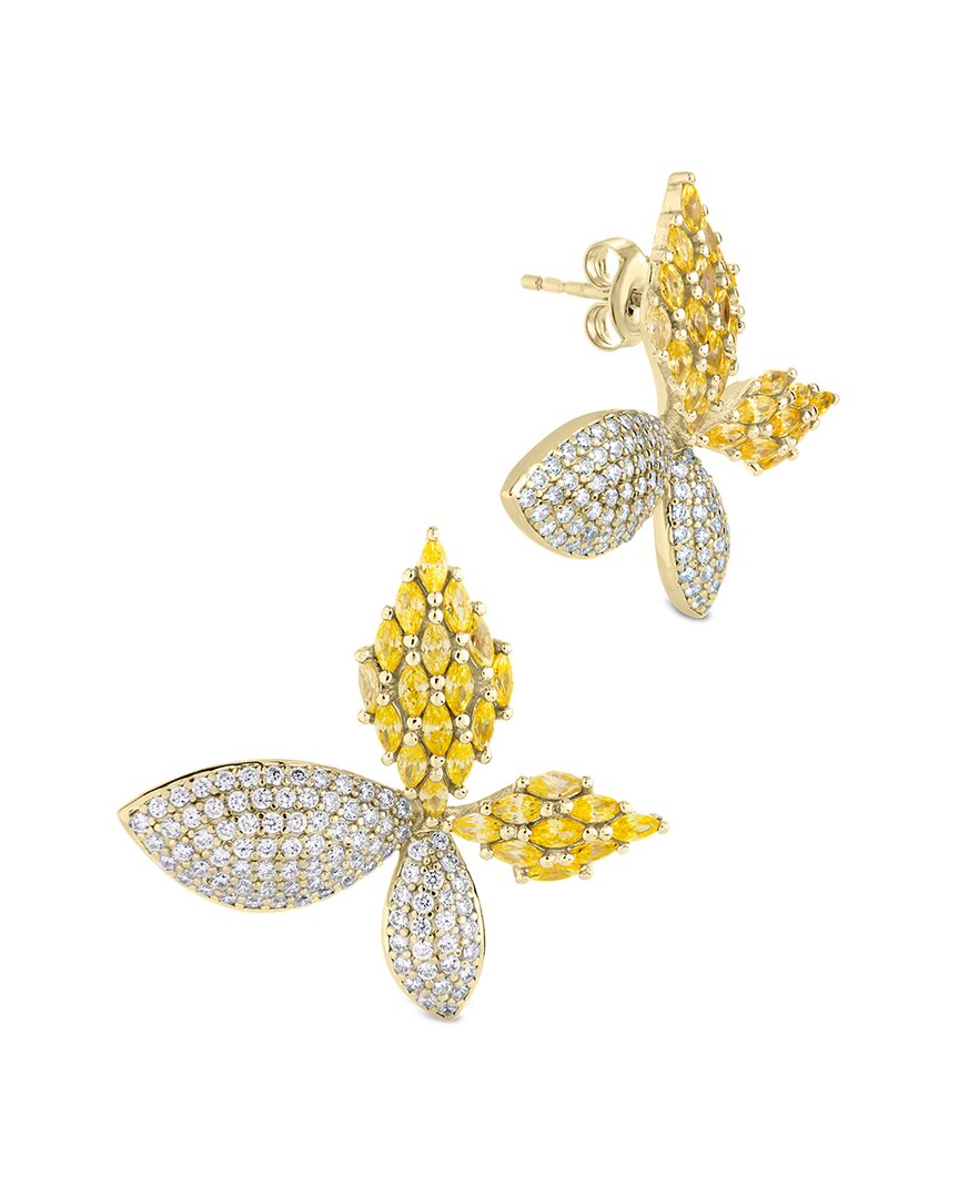 Sterling Forever Heidi Cubic Zirconia Flower Stud Earrings In 14k Gold Plated