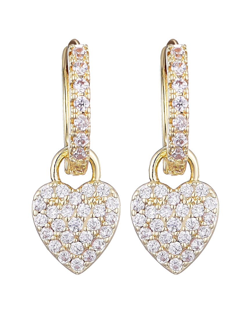 Adornia Cubic Zirconia Heart Drop Huggie Hoop Earrings In Gold