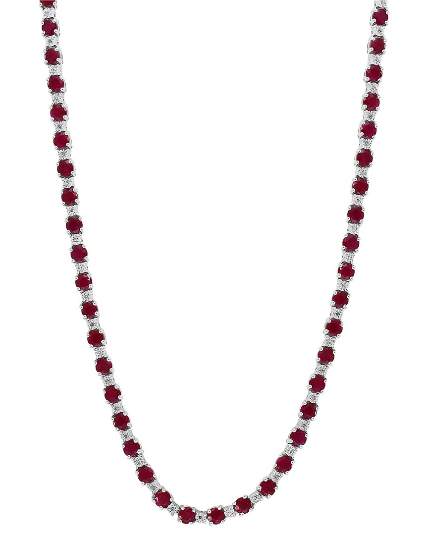 Effy Fine Jewelry Silver 9.51 ct. tw. Diamond & Ruby Necklace