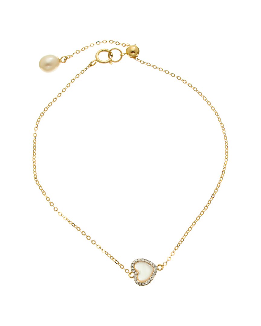 MAITRE DE DIAMANT MAITRE DE DIAMANT 18K 0.02 CT. TW. DIAMOND & PEARL BRACELET