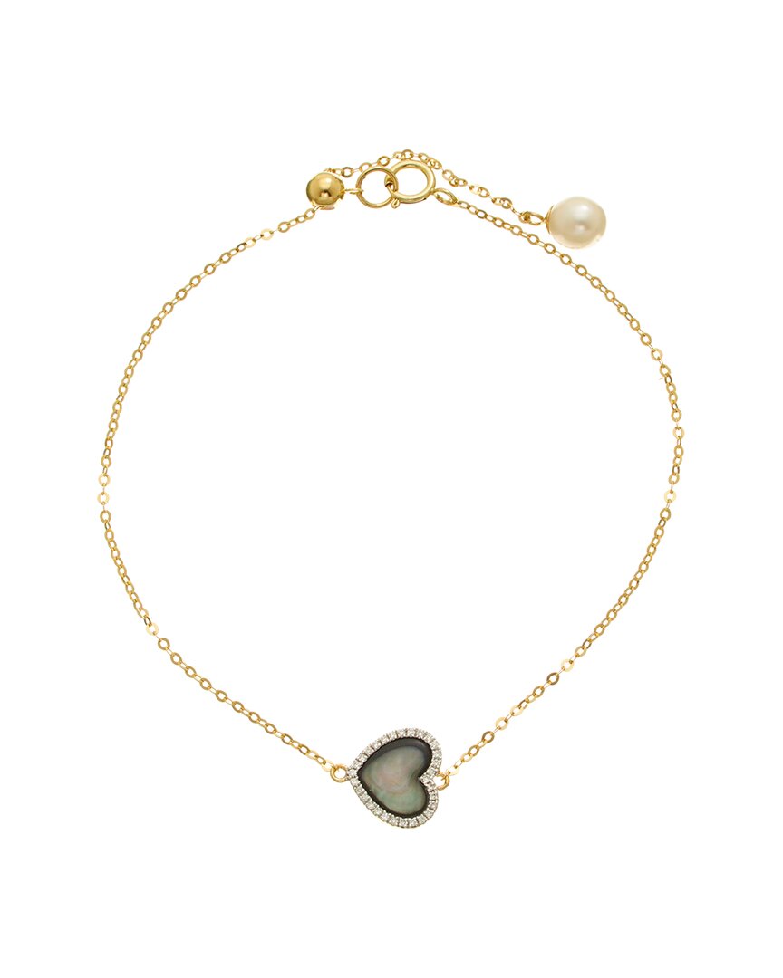 MAITRE DE DIAMANT MAITRE DE DIAMANT 18K 0.02 CT. TW. DIAMOND & PEARL BRACELET