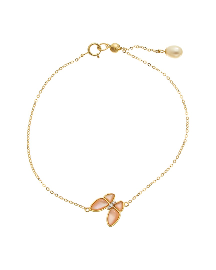 MAITRE DE DIAMANT MAITRE DE DIAMANT 18K 0.02 CT. TW. DIAMOND & PEARL BRACELET